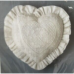 Heart Shaped with Lace Candlewick Pillow Kit M.H. Yarns Inc. Vintage 14" x 14"